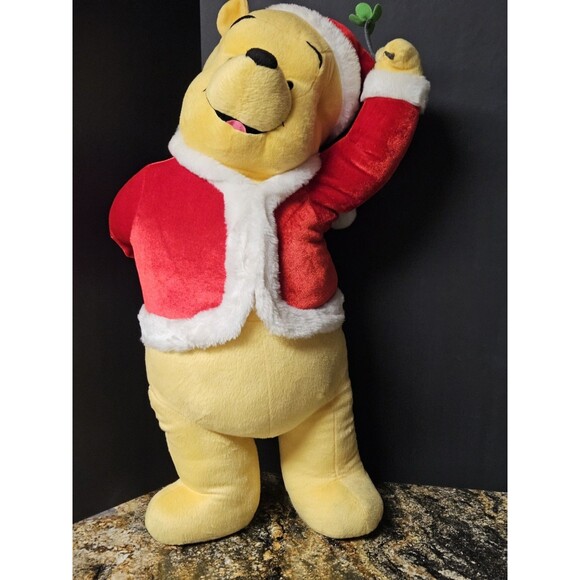Gemmy stuffed large Winnie the Pooh Xmas 25" decor mistletoe plush door greeter - Picture 1 of 8